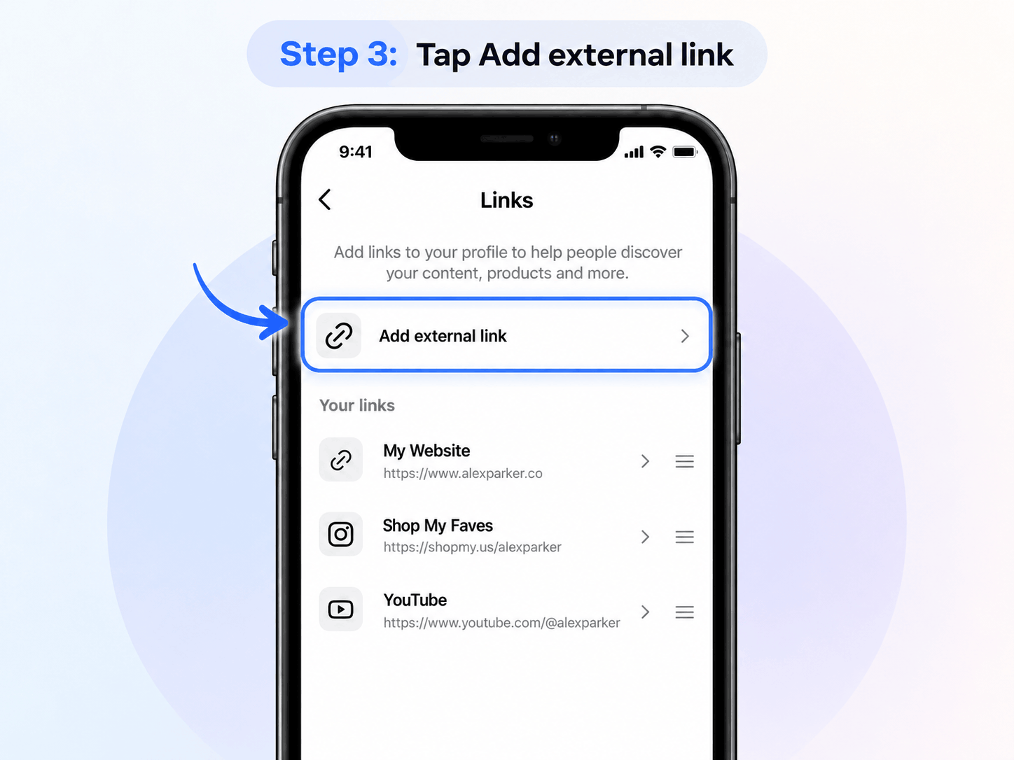 Instagram Links section in Edit profile settings Instagram Links section in Edit profile settings